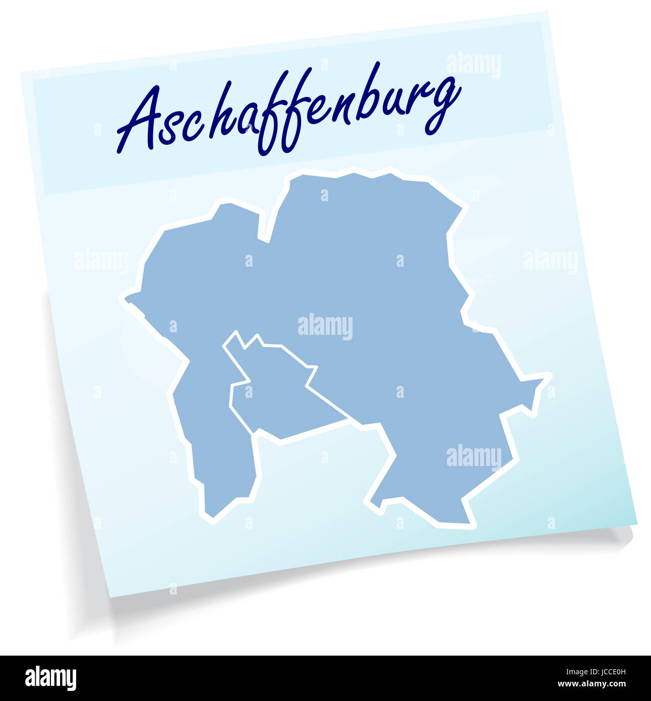 Aschaffenburg als Notizzettel in Blau Stock Photo