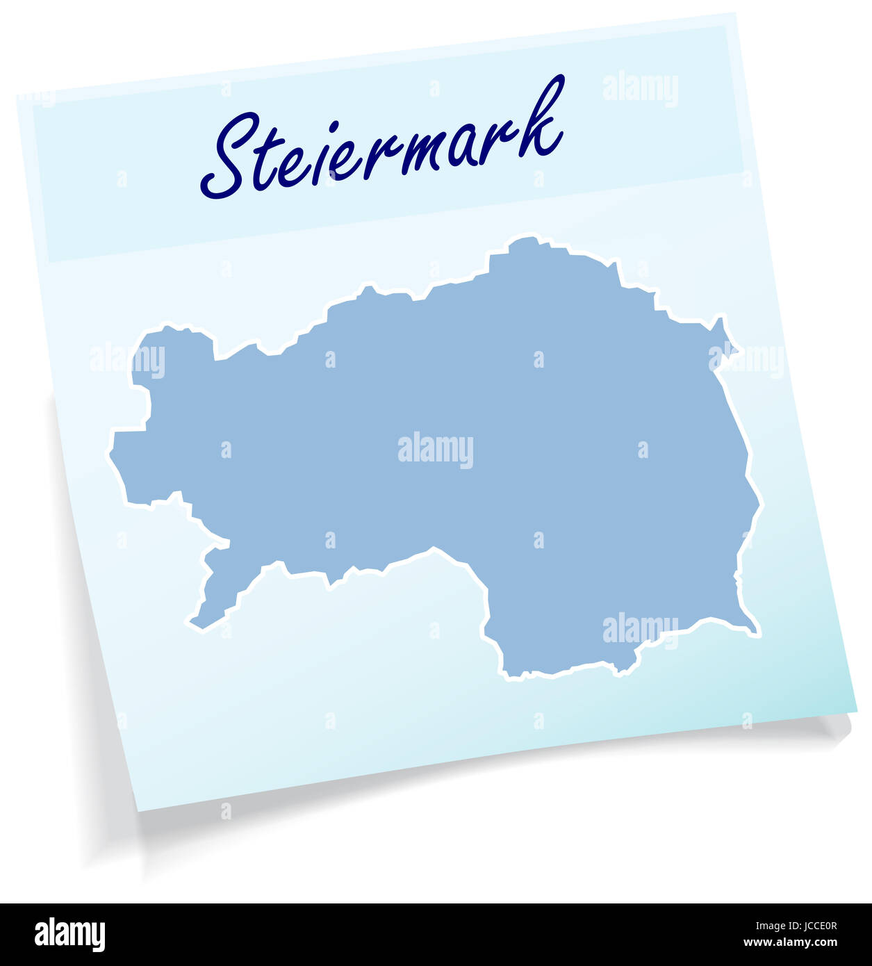 Steiermark als Notizzettel in Blau Stock Photo