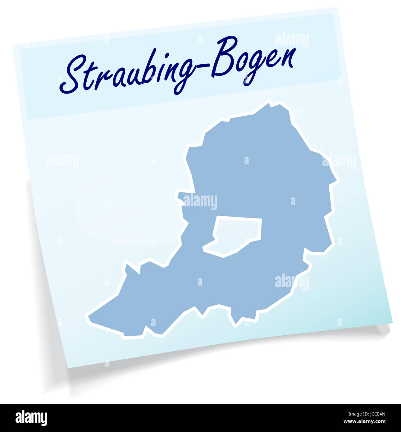 Straubing-Bogen als Notizzettel in Blau Stock Photo