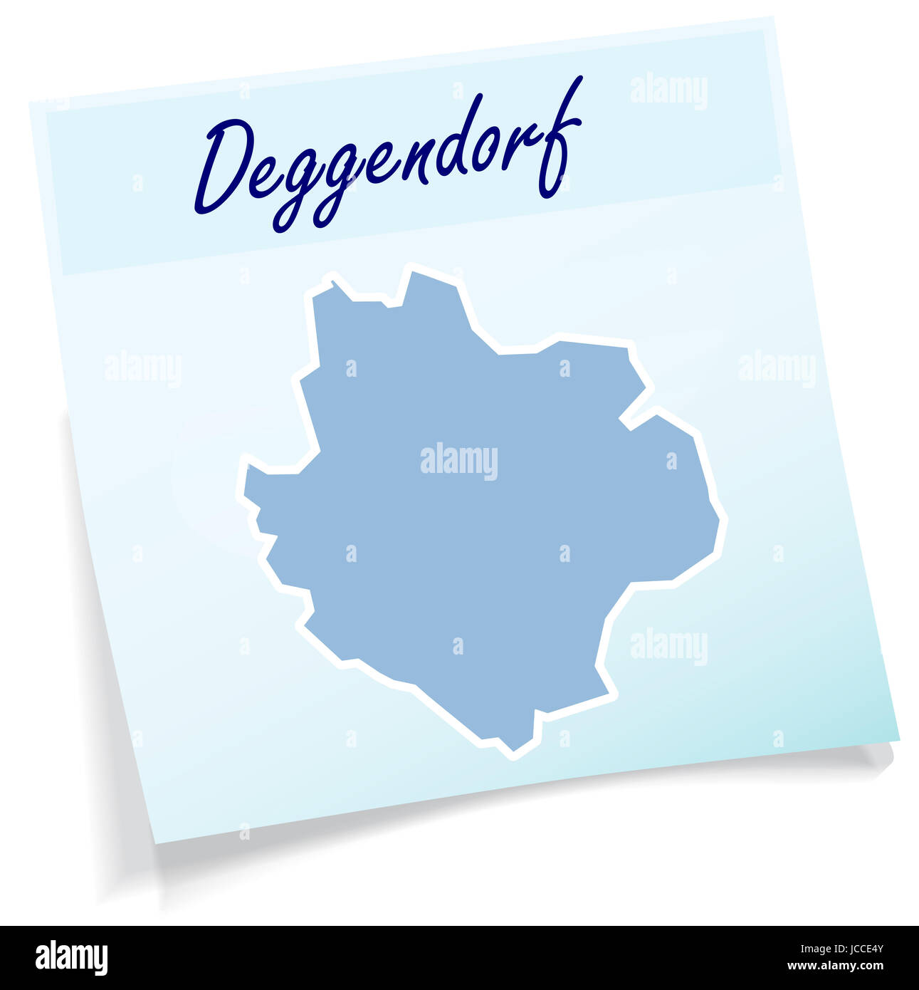 Deggendorf als Notizzettel in Blau Stock Photo
