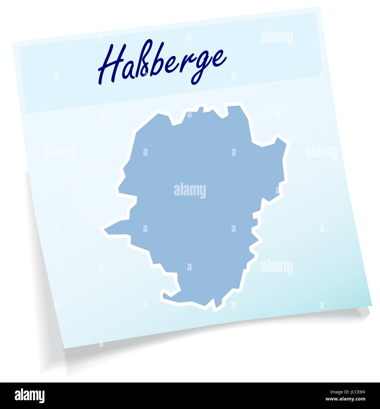 Hassberge als Notizzettel in Blau Stock Photo