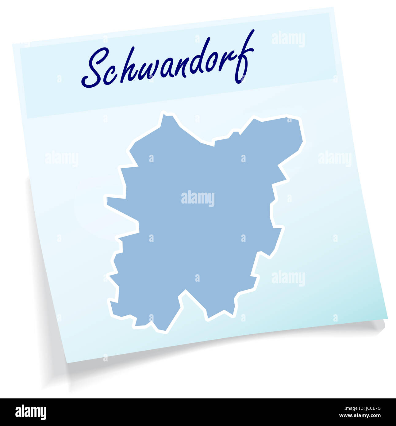 Schwandorf als Notizzettel in Blau Stock Photo