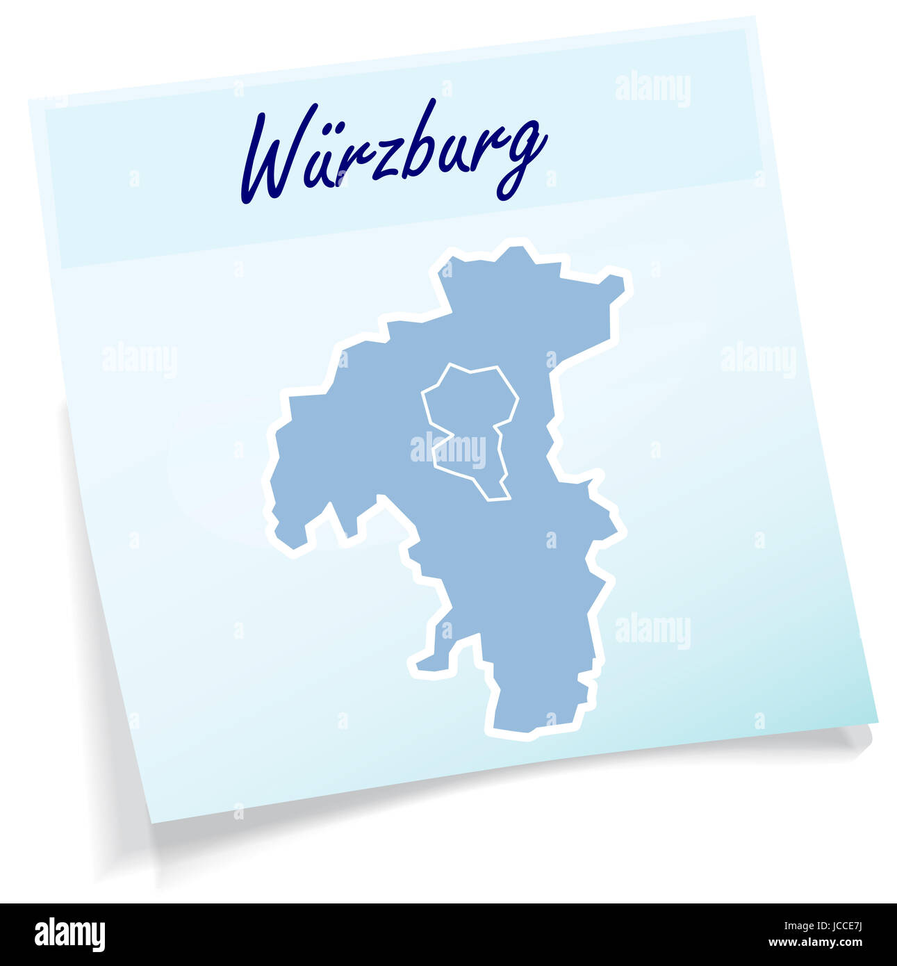 Wuerzburg als Notizzettel in Blau Stock Photo