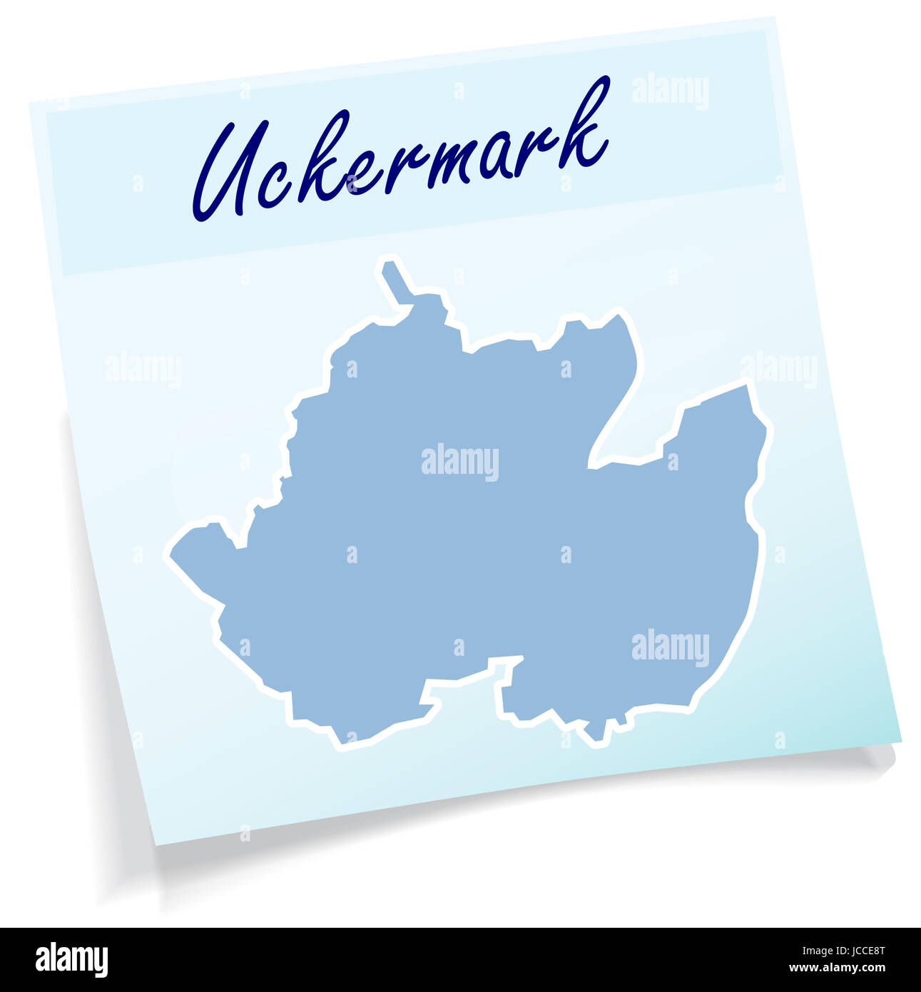 Uckermark als Notizzettel in Blau Stock Photo