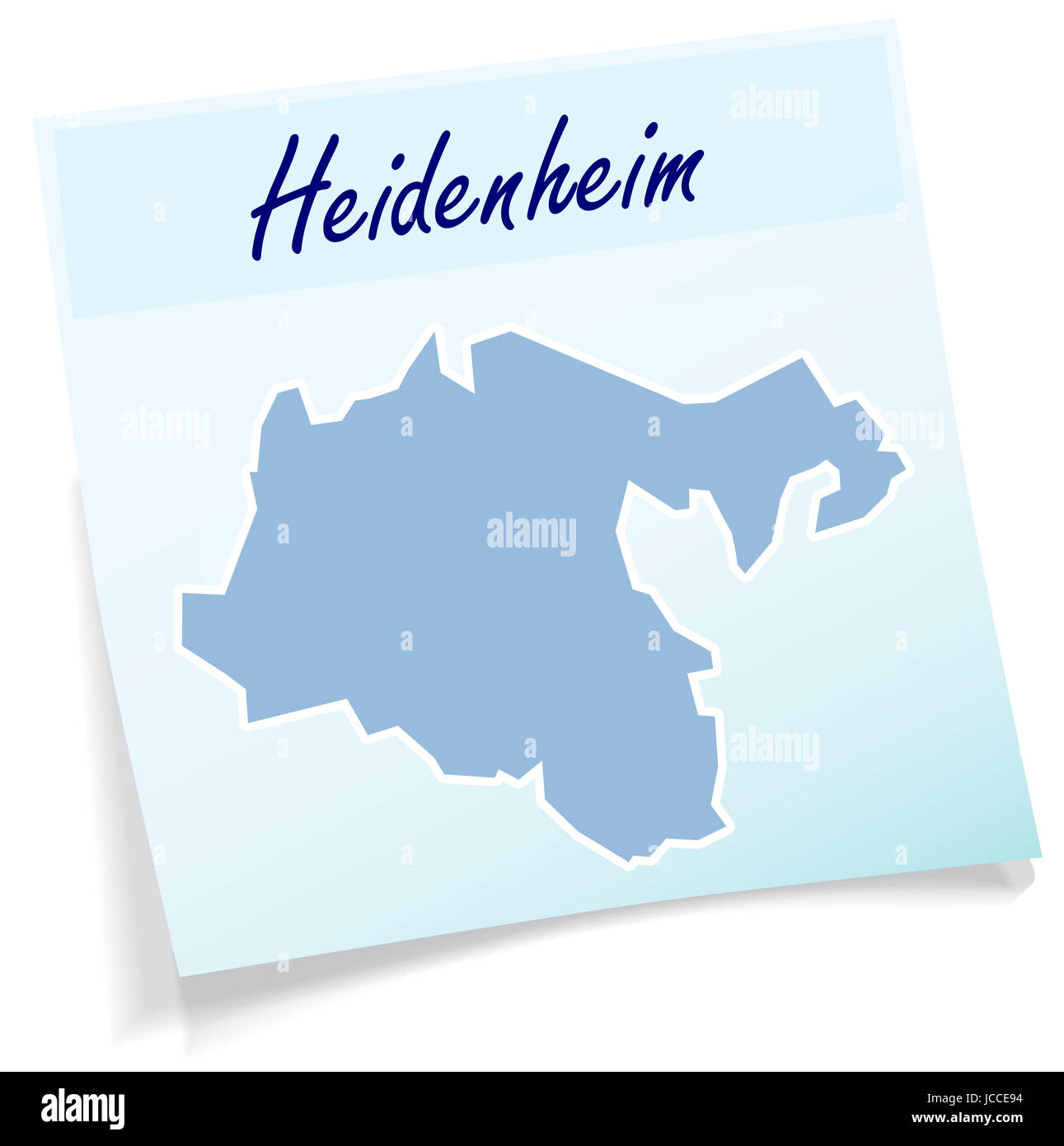 Heidenheim als Notizzettel in Blau Stock Photo