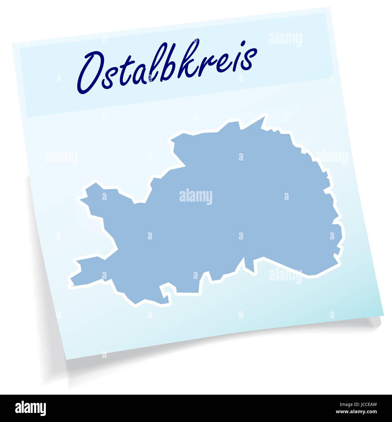 Ostalbkreis als Notizzettel in Blau Stock Photo