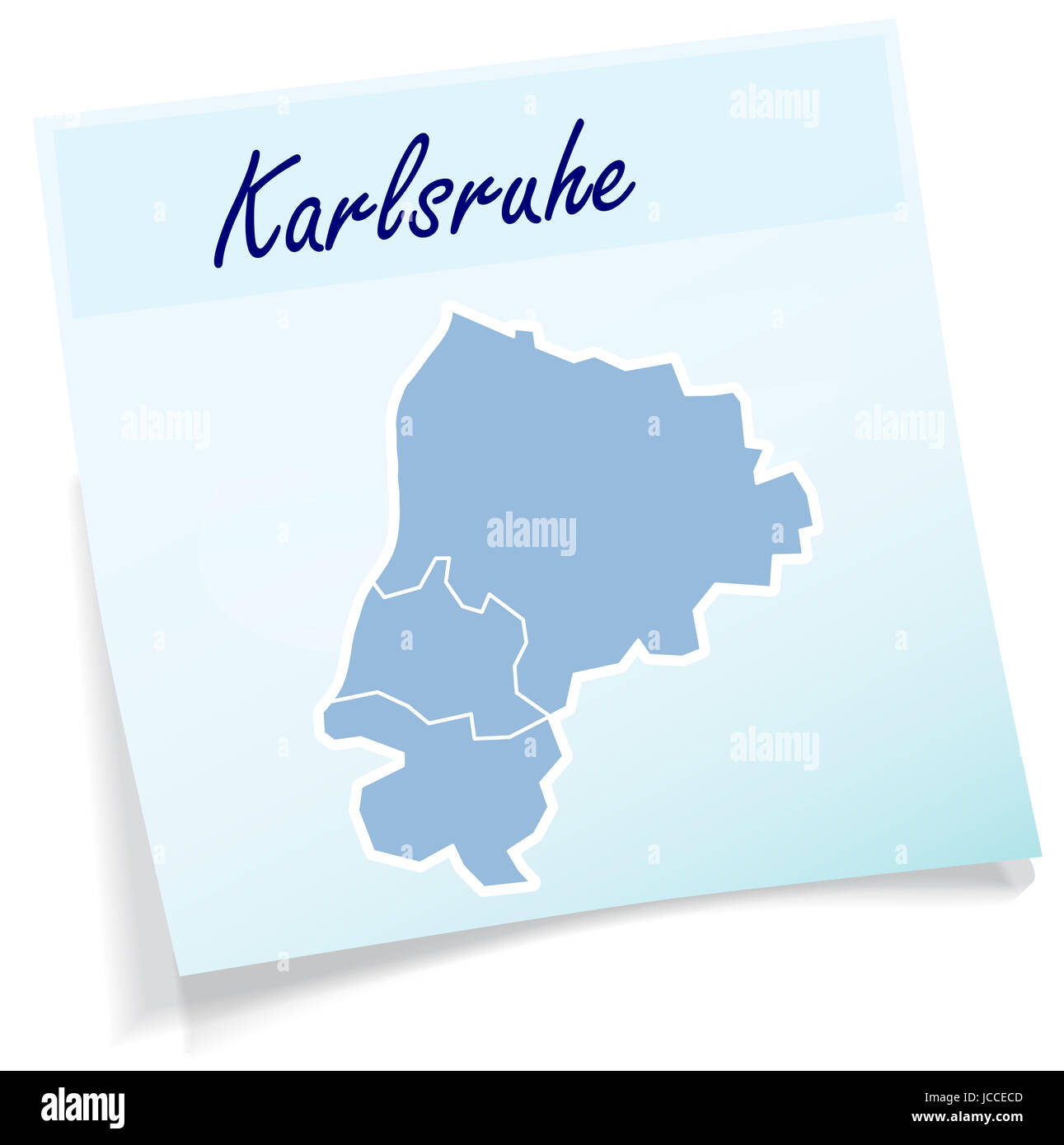 Karlsruhe als Notizzettel in Blau Stock Photo