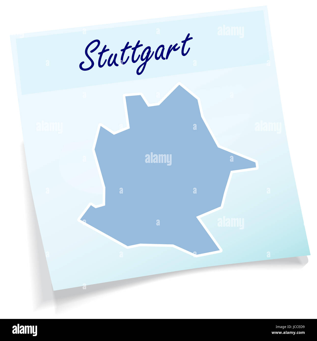 Stuttgart als Notizzettel in Blau Stock Photo