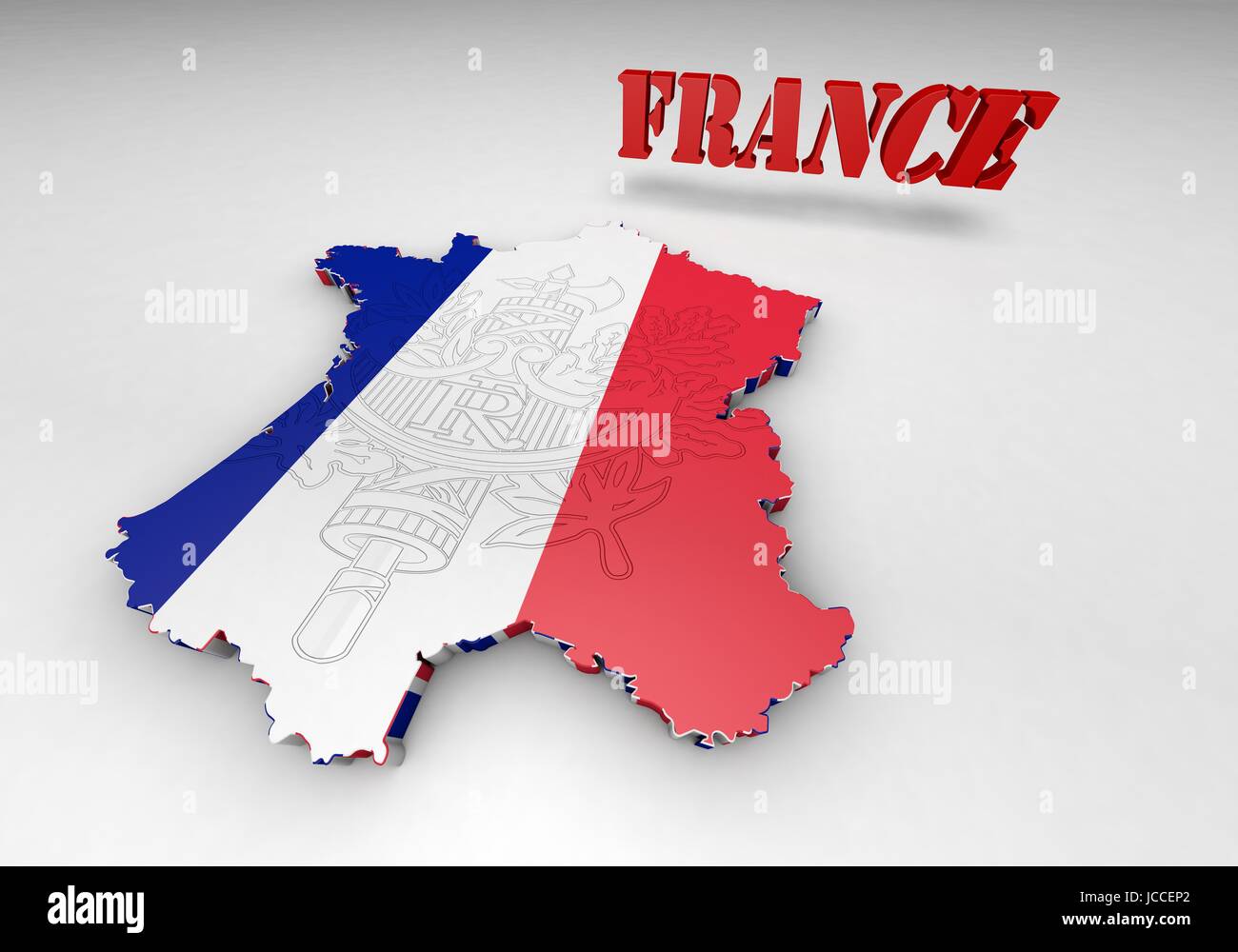 Map of France with flag colors. 3d render illustration Stock Photo - Alamy