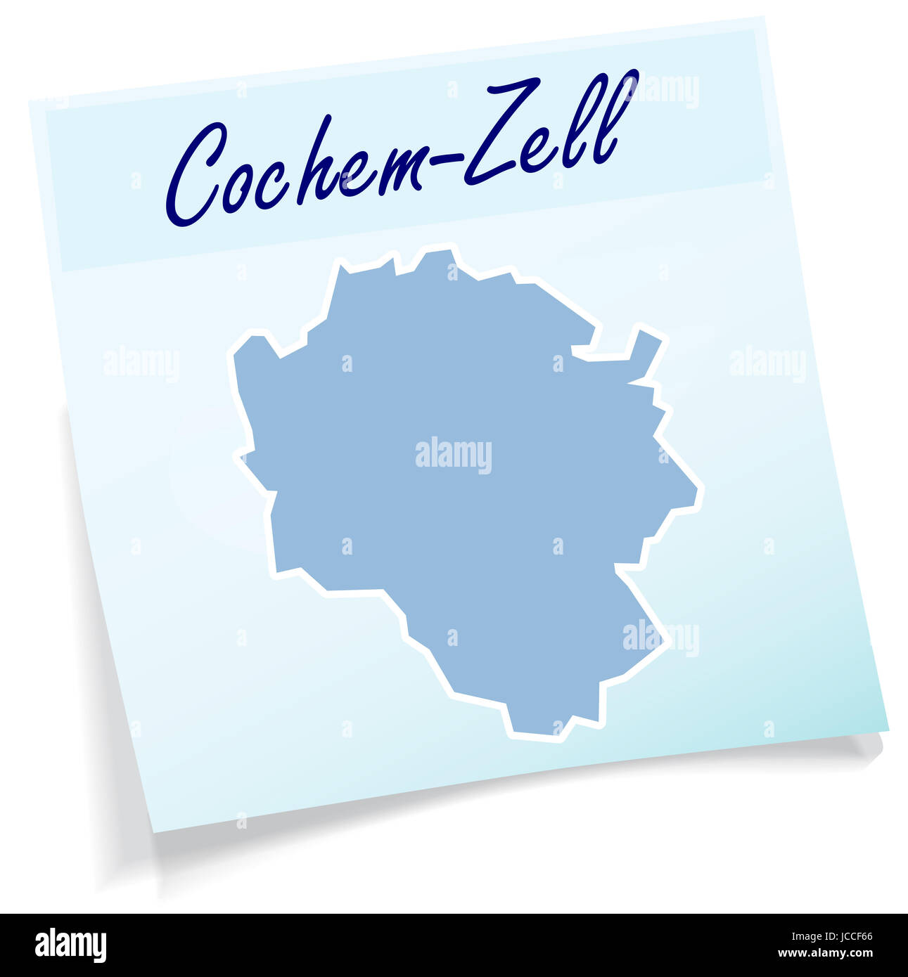 Cochem-Zell als Notizzettel in Blau Stock Photo