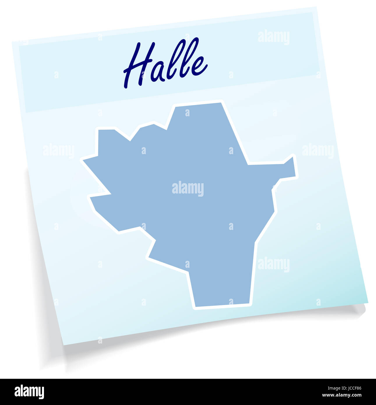 Halle als Notizzettel in Blau Stock Photo