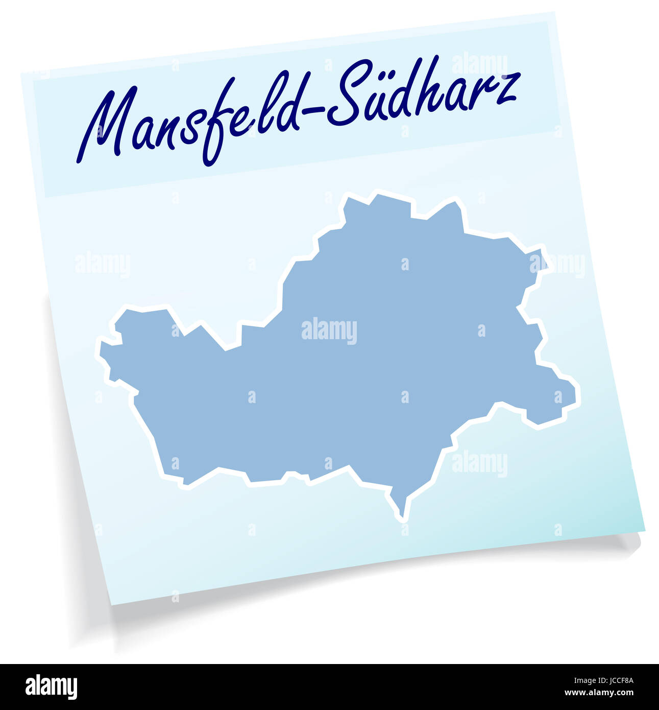 Mansfeld-Suedharz als Notizzettel in Blau Stock Photo
