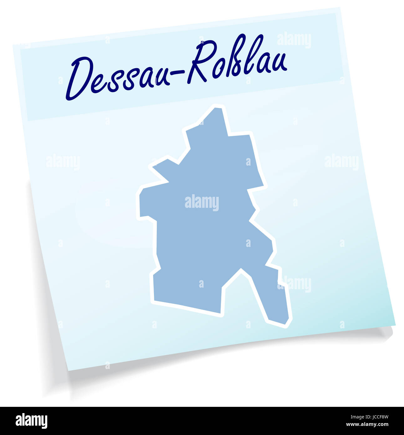 Dessau-Rosslau als Notizzettel in Blau Stock Photo