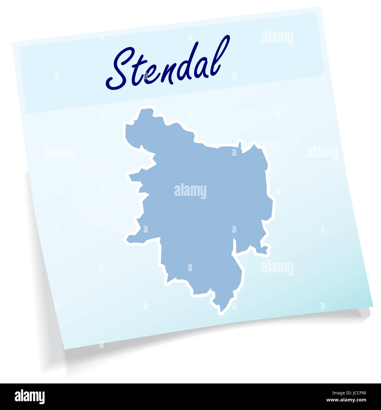 Stendal als Notizzettel in Blau Stock Photo