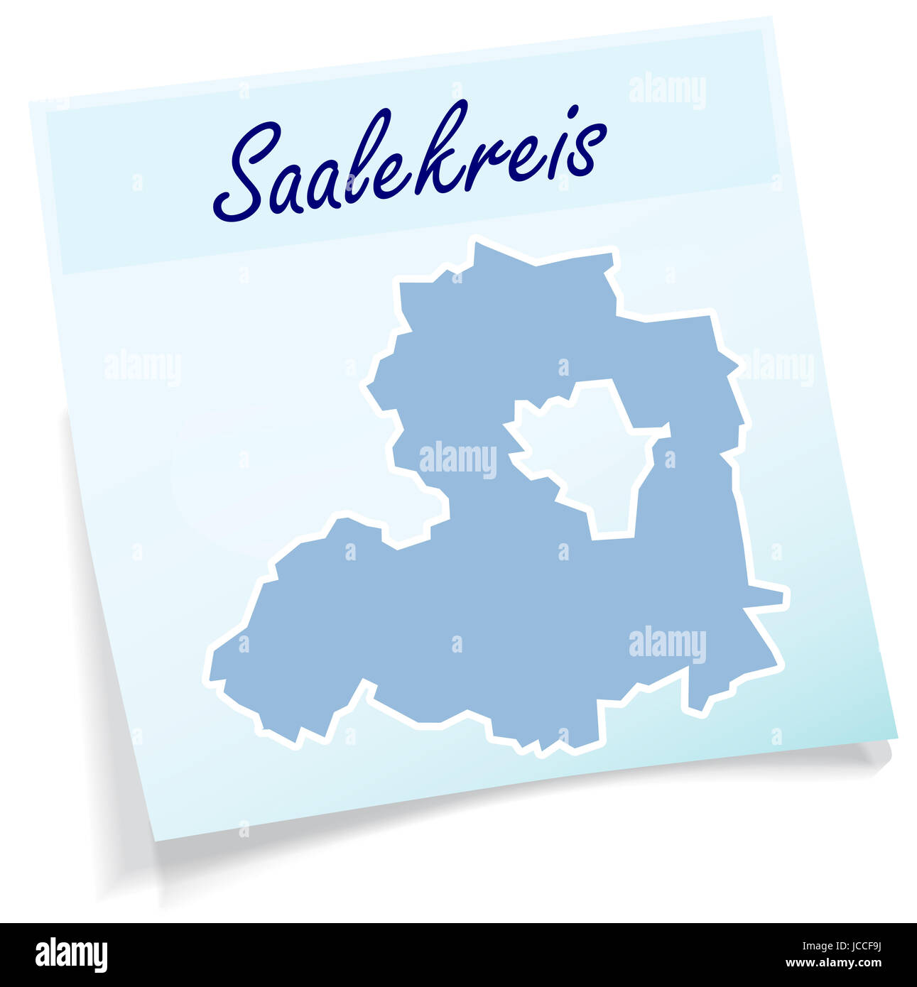 Saalekreis als Notizzettel in Blau Stock Photo