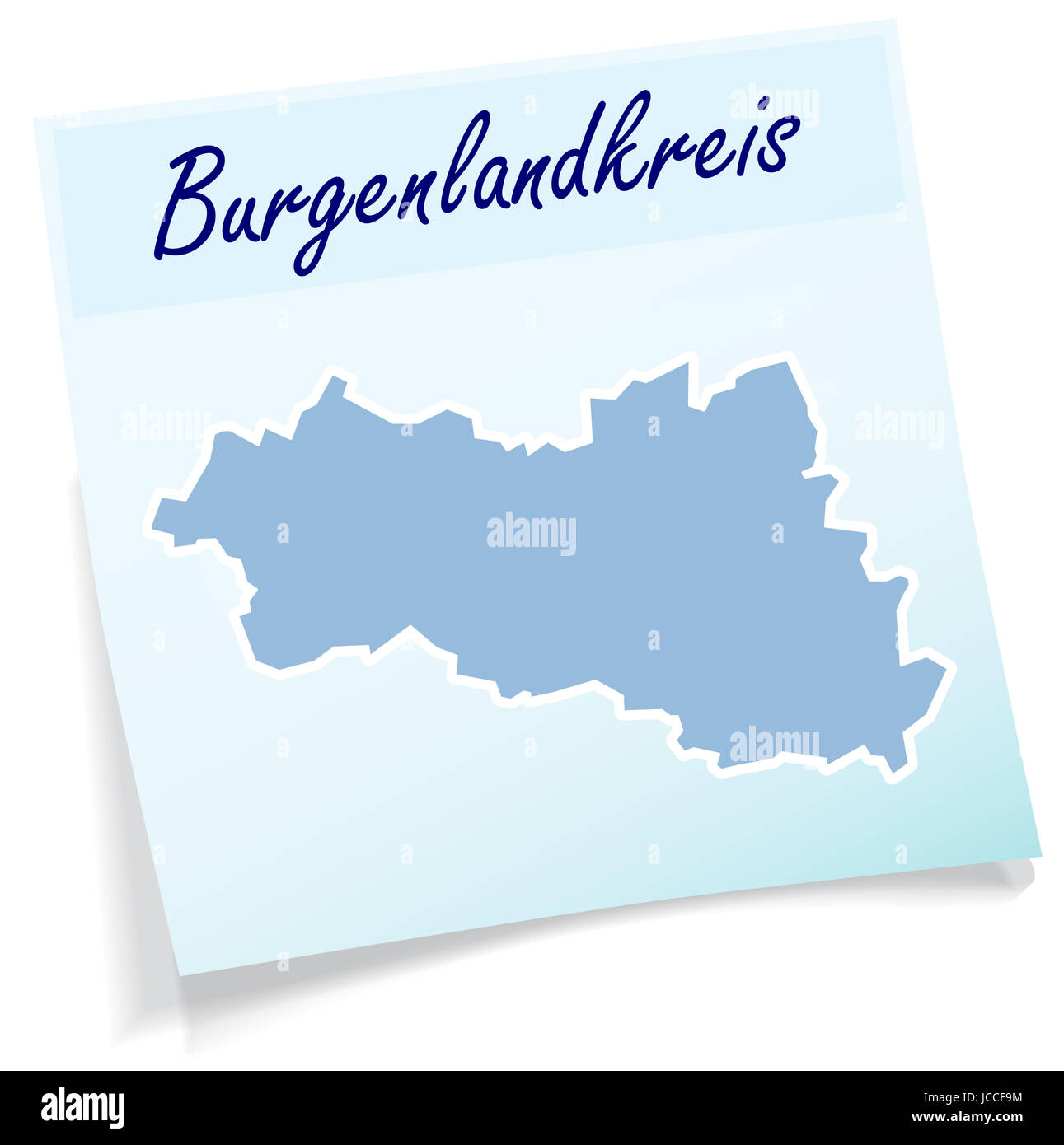 Burgenlandkreis als Notizzettel in Blau Stock Photo