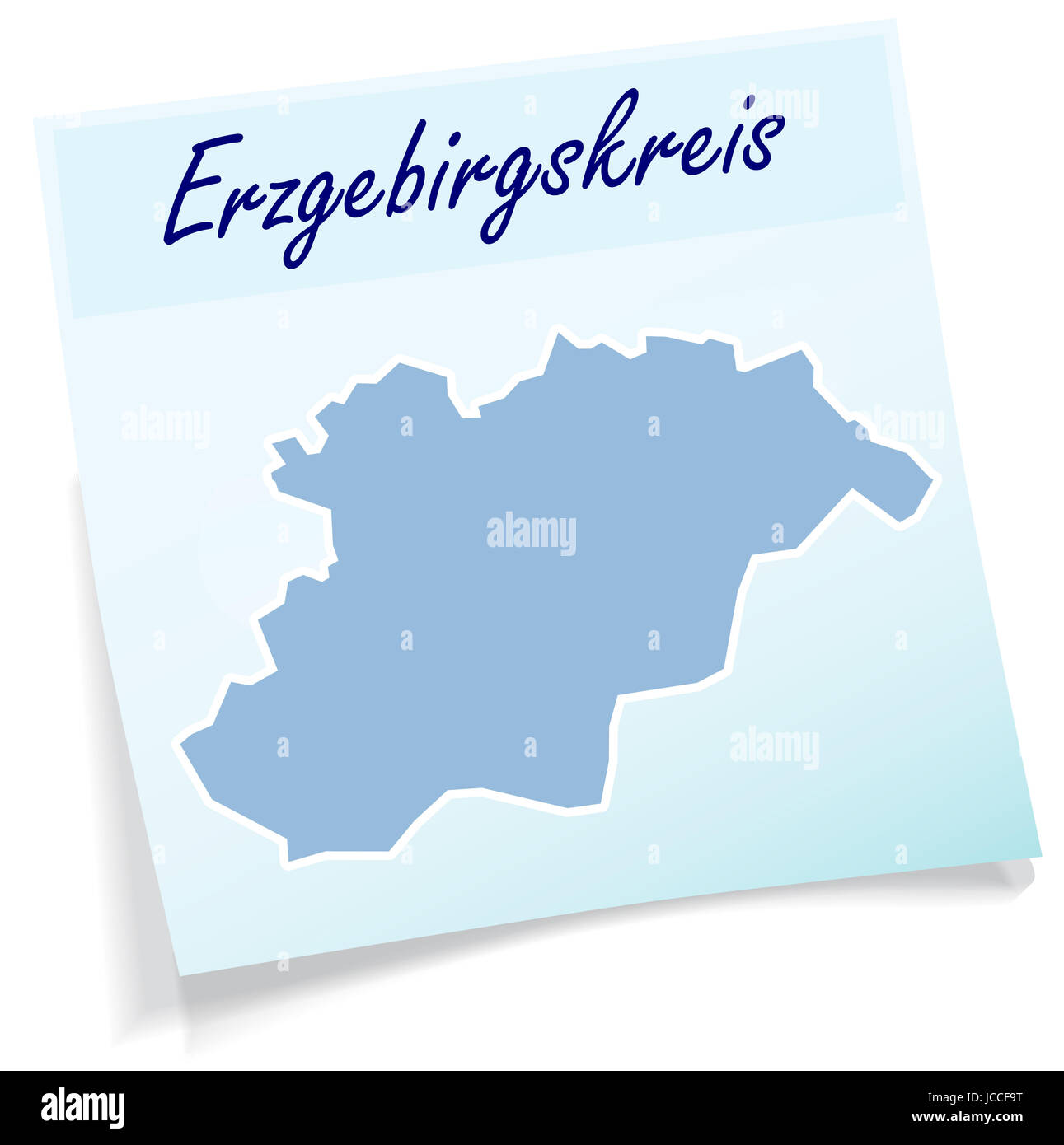 Erzgebirgskreis als Notizzettel in Blau Stock Photo