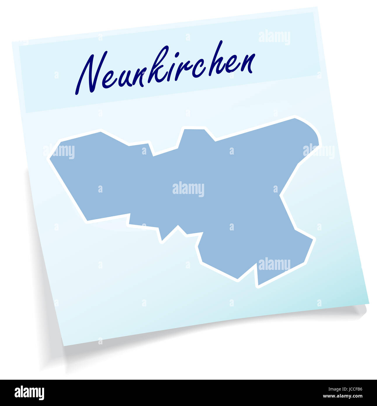 Neunkirchen als Notizzettel in Blau Stock Photo