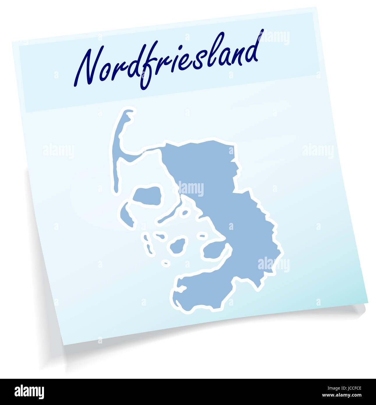 Nordfriesland als Notizzettel in Blau Stock Photo