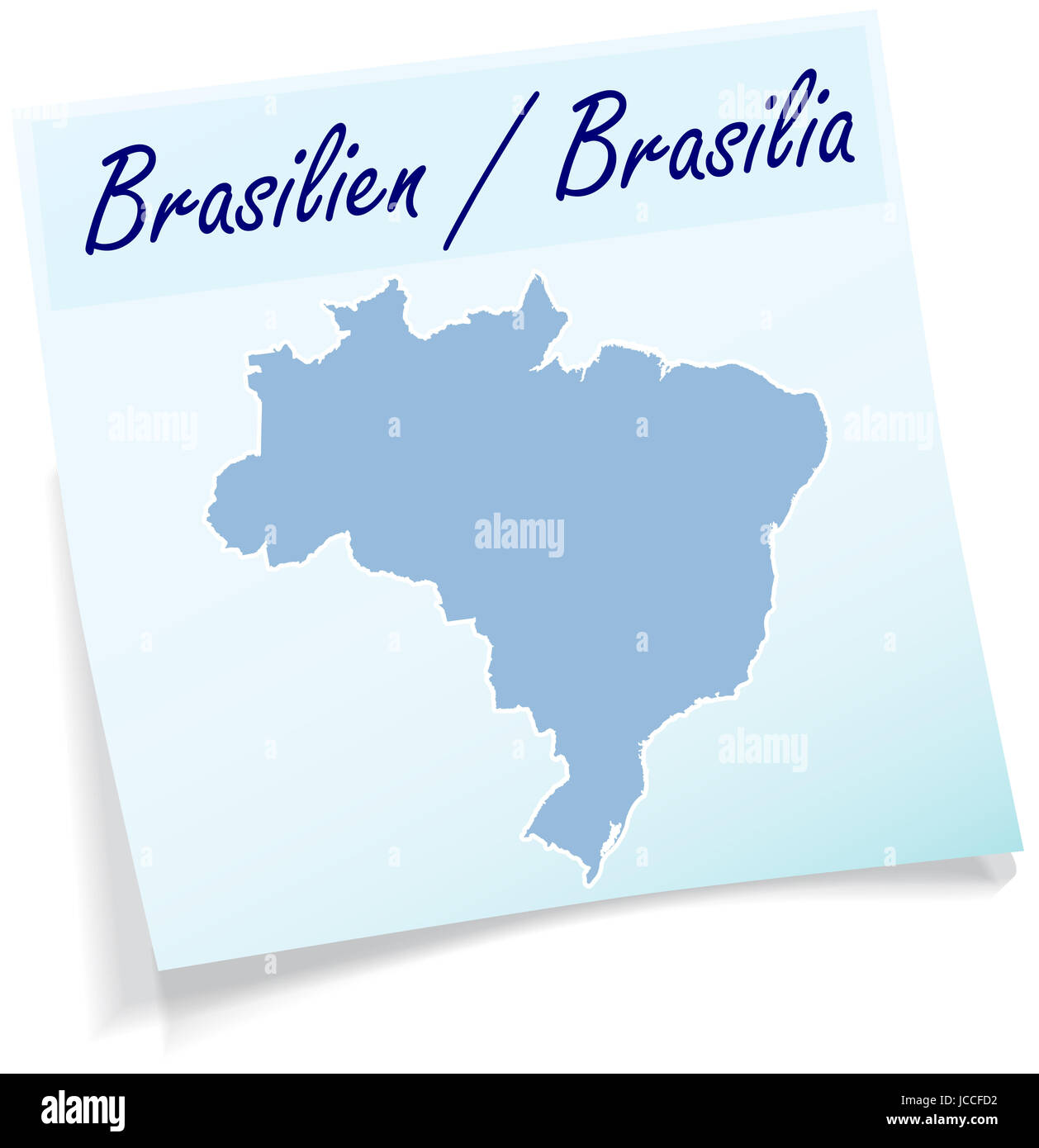 Brasilien als Notizzettel in Blau Stock Photo