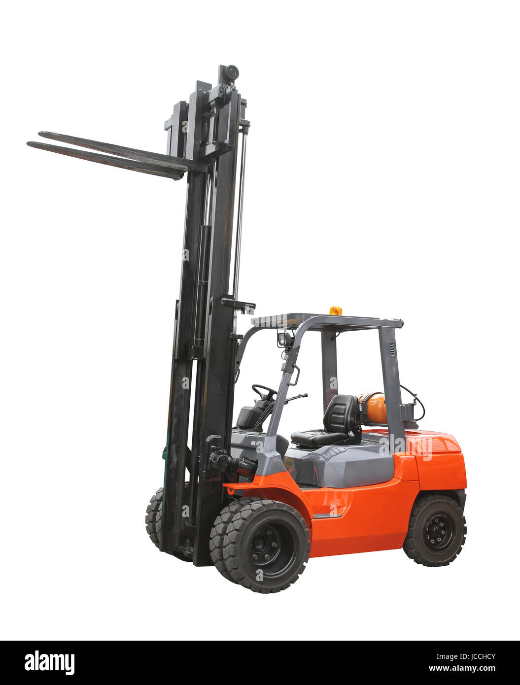 Gas powered forklift truck isolated on white Stock Photo Alamy