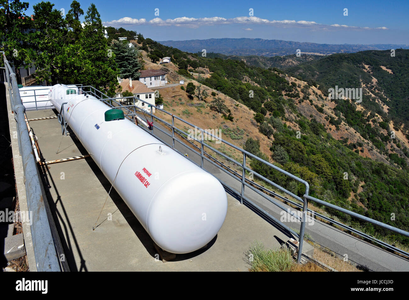 propane gas tank, Lick Observatory, Mount Hamilton, California Stock Photo