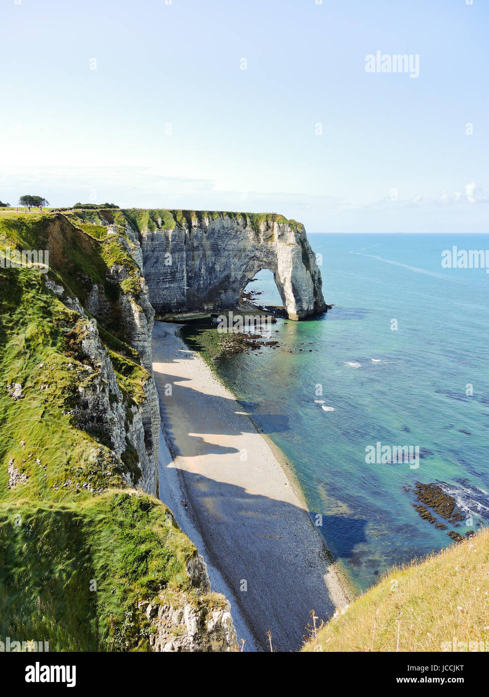 coast of english channel beach in Eretrat cote d'albatre, France Stock ...