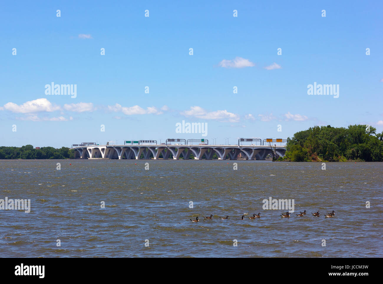 Woodrow Wilson Memorial Bridge across Potomac River photographed from