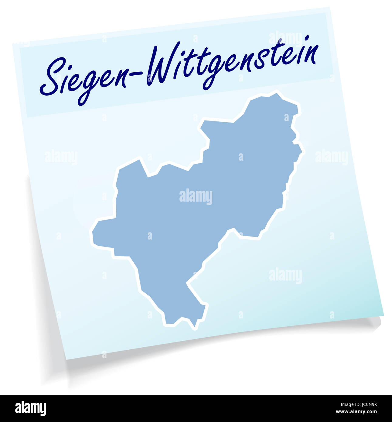 Siegen-Wittgenstein als Notizzettel in Blau Stock Photo