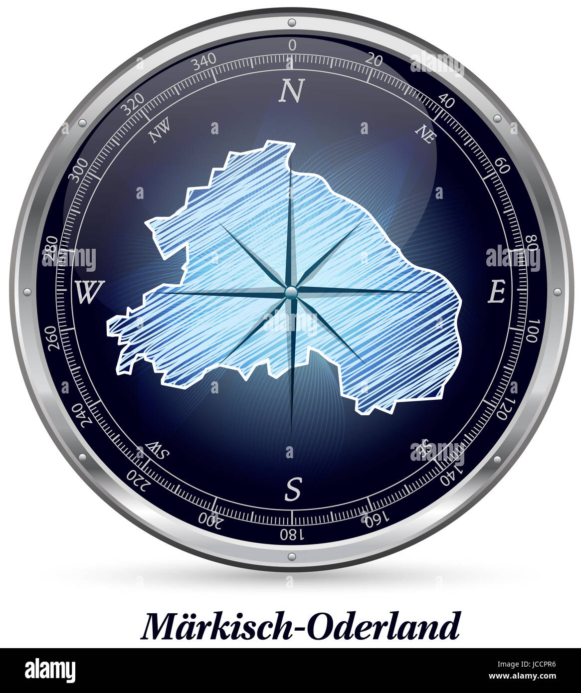 Maerkisch-Oderland mit Grenzen in Chrom Stock Photo
