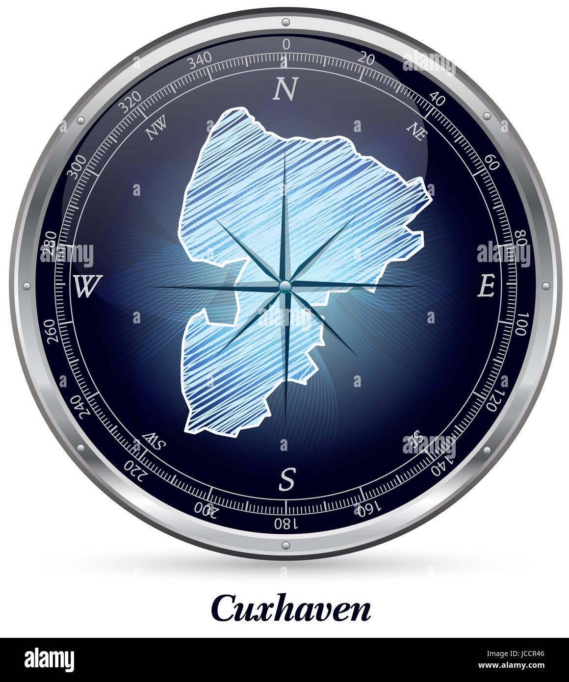 Cuxhaven mit Grenzen in Chrom Stock Photo