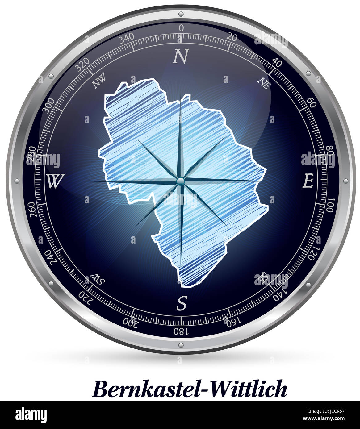 Bernkastel-Wittlich mit Grenzen in Chrom Stock Photo