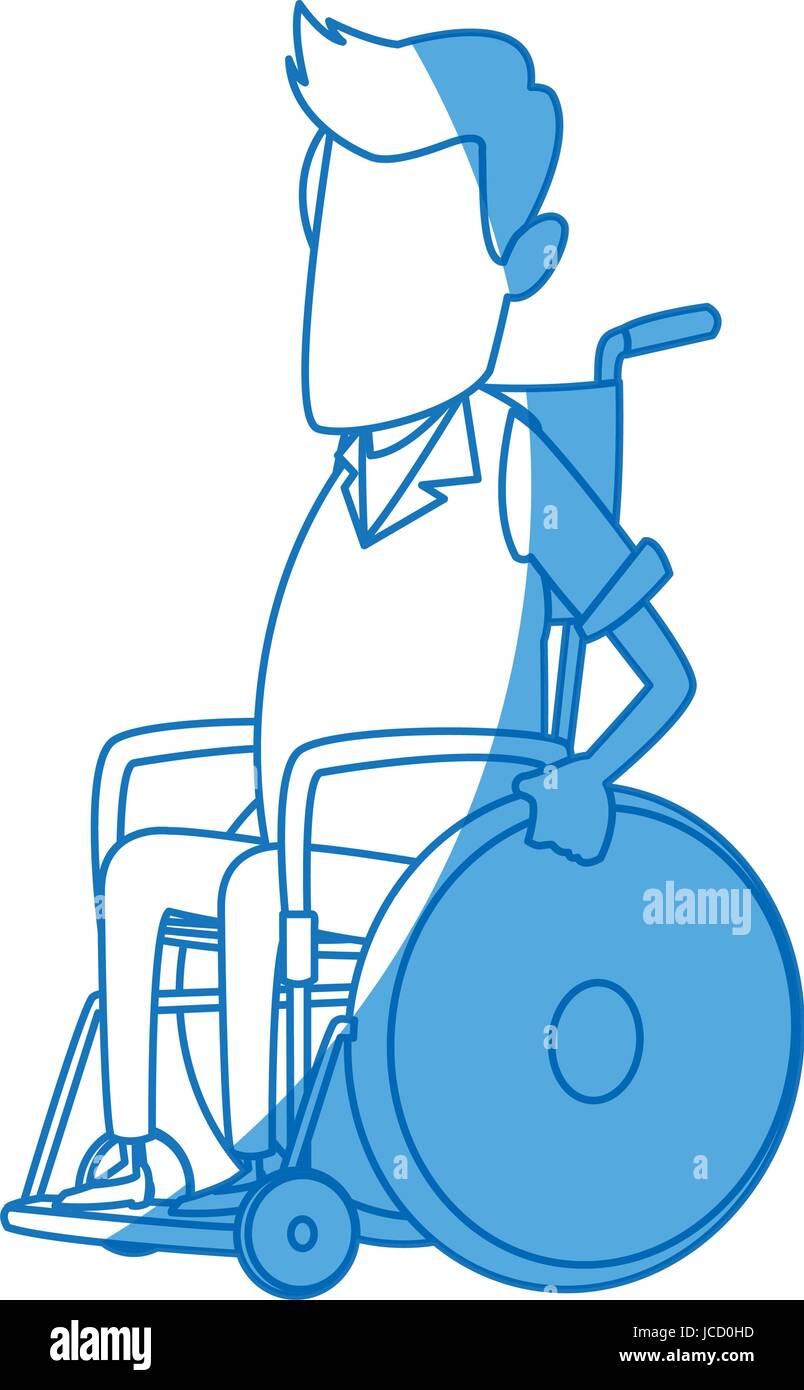 man character disabled sitting in wheelchair image Stock Vector Image ...