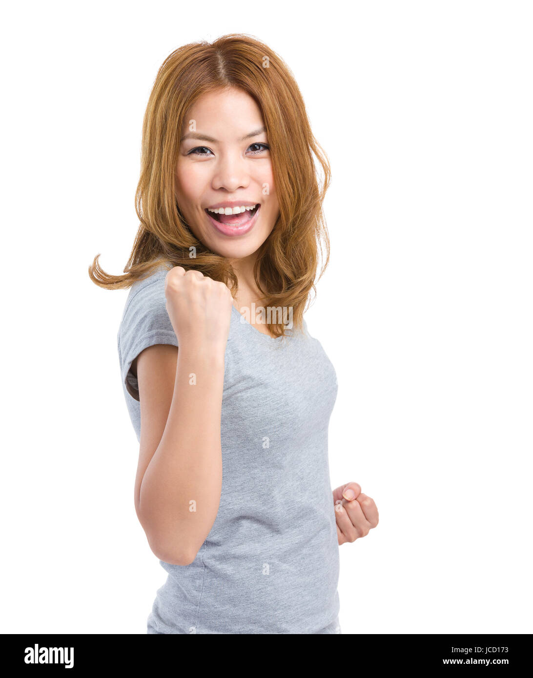 Woman clenching fist Stock Photo Alamy