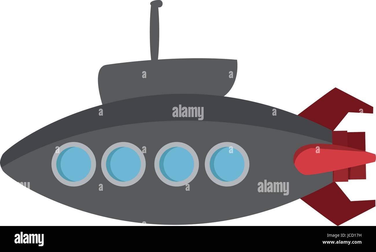 submarine with periscope bathyscaphe cartoon Stock Vector