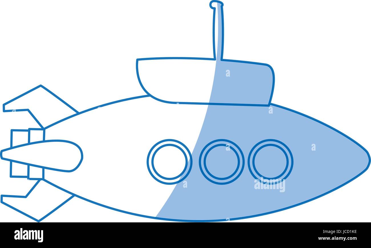 submarine with periscope bathyscaphe cartoon Stock Vector