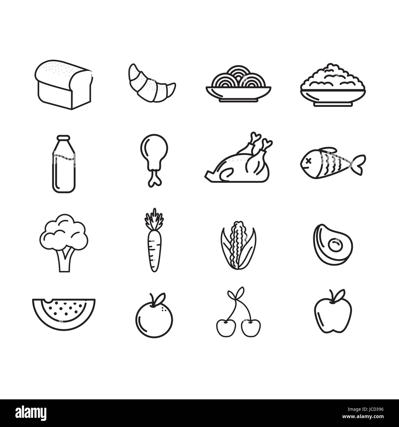 Set ingredient icons nutrition Black and White Stock Photos & Images ...