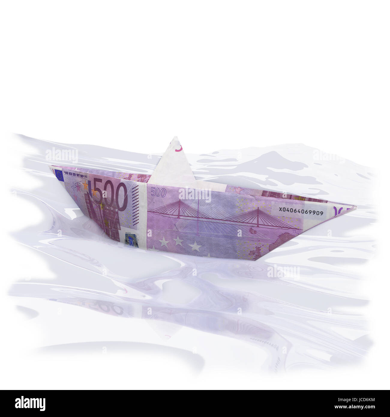 paper boat with 500 euro Stock Photo