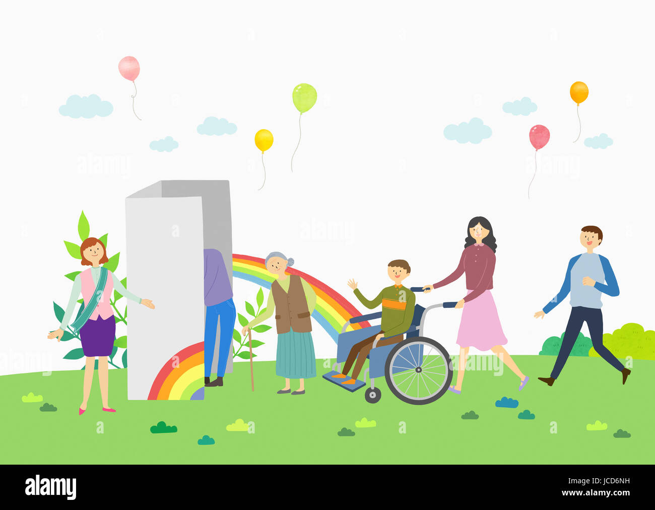 Various people standing in line to vote Stock Photo Alamy