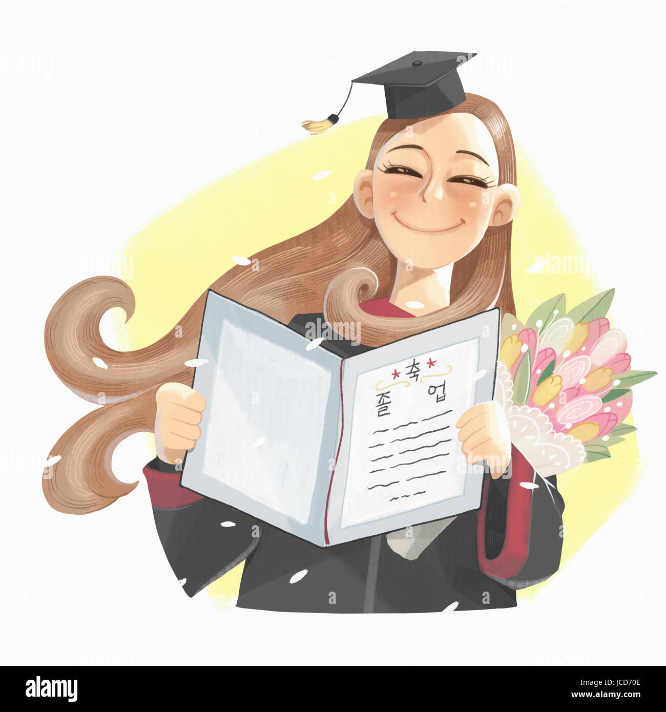 Portrait of smiling female graduate showing certificate Stock Photo - Alamy