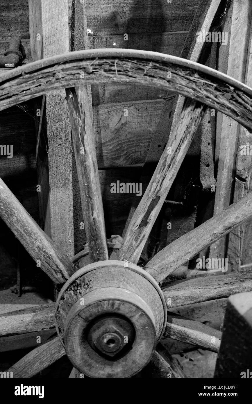 Decayed Wagon Wheel, Black and White Stock Photo Alamy