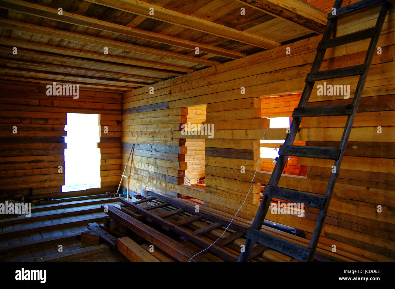 Inside The Unfinished Village Homes In Russia Stock Photo