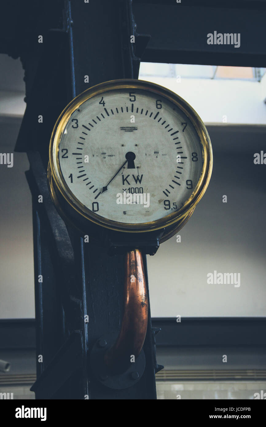 Pressure gage manometer,measuring water pressure pipe and valves on the