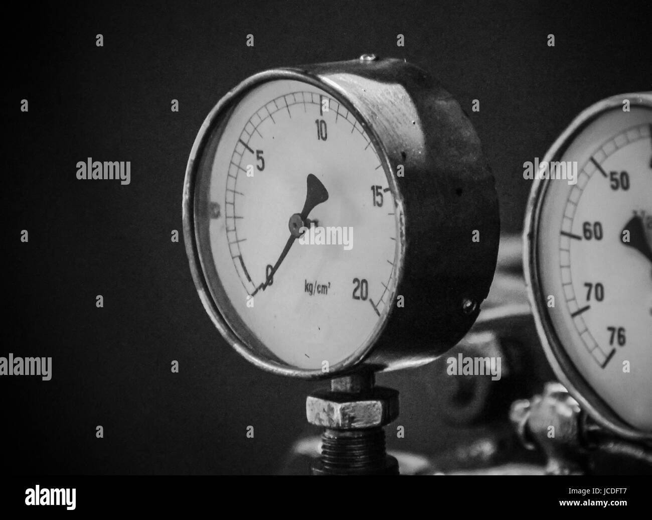 Pressure gage manometer,measuring water pressure pipe and valves on the