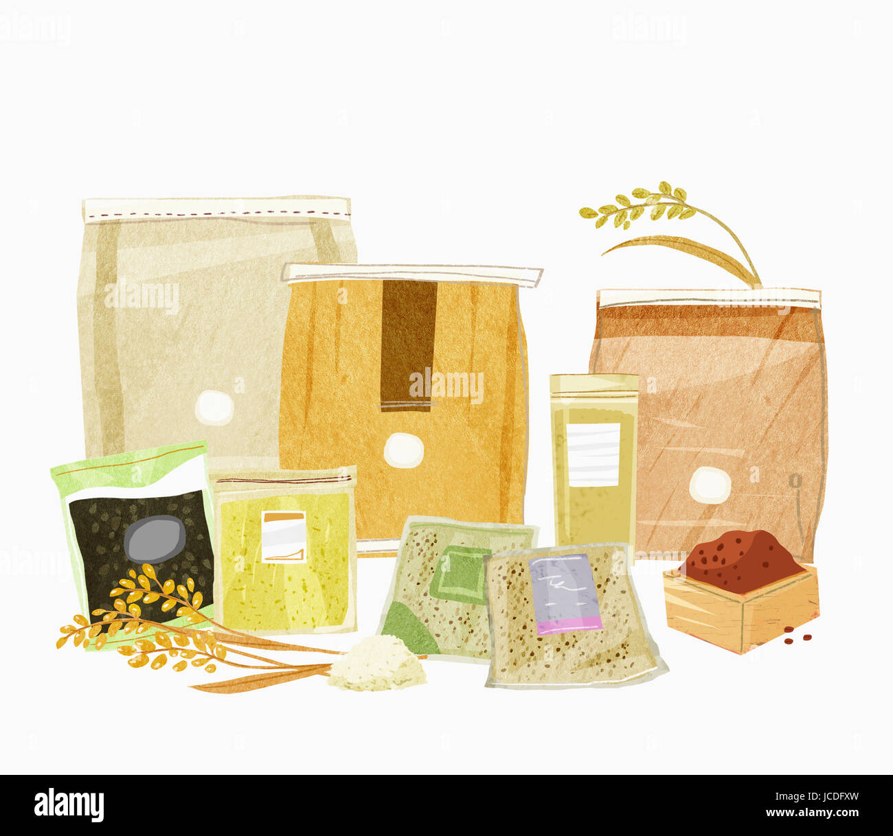 Illustration of various grains Stock Photo - Alamy