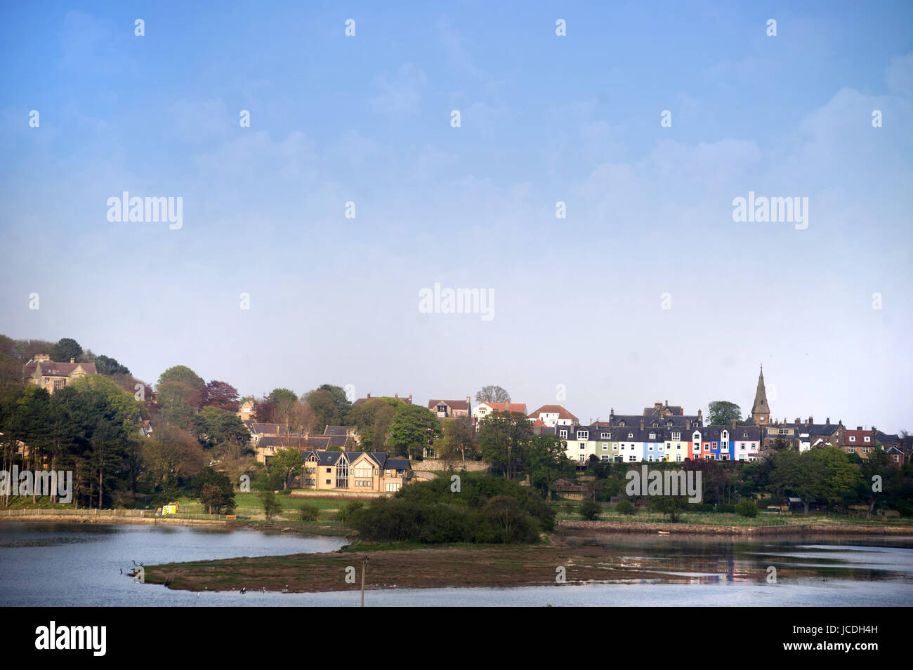 Row of pastel painted houses, Alnmouth, Northumberland Stock Photo Alamy