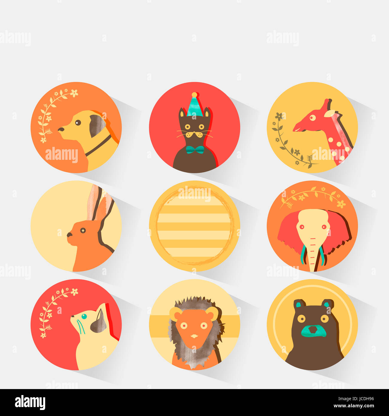 Label stickers of various animals Stock Photo - Alamy