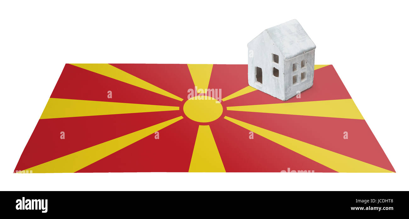 Small house on a flag - Living or migrating to Macedonia Stock Photo