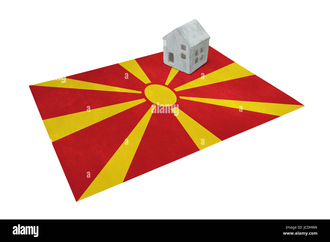 Small house on a flag - Living or migrating to Macedonia Stock Photo