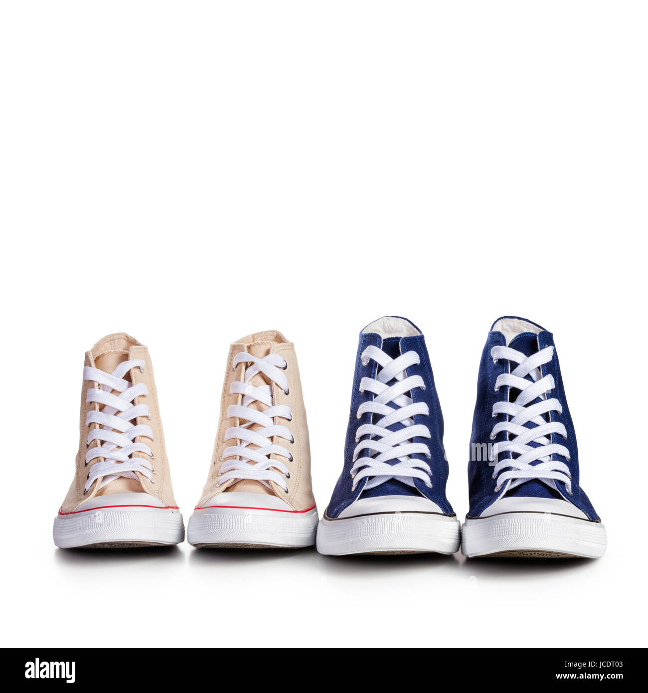Two Pairs Of Sport Shoes Isolated On White Background Togetherness 